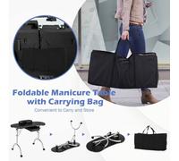 Costway Nails Art Table Set Manicure Tech Desk Portable Nail Table Station In Black Black