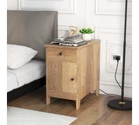 Costway Narrow Nightstand End Table With Charging Station