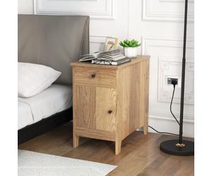 Costway Narrow Nightstand End Table With Charging Station