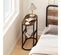 Costway Narrow Side Table 2-Tier Oval End Table With Magazine Holder