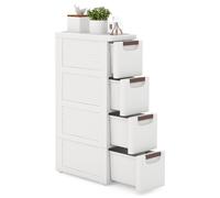 Costway Narrow Storage Cabinet For Small Space 4-Drawer Rolling Organizer Unit in White COSTWAY White