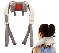 COSTWAY Neck Massager with Heat, 4D Deep Tissue Kneading Shiatsu Shoulder Massager for Pain Relief, Portable Cordless Electric Leg Waist Neck Back Massage Pillow for Women Men Mom Dad (Beige)