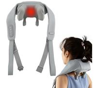 COSTWAY Neck Massager with Heat, 4D Deep Tissue Kneading Shiatsu Shoulder Massager for Pain Relief, Portable Cordless Electric Leg Waist Neck Back Massage Pillow for Women Men Mom Dad (Grey)