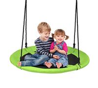 COSTWAY Nest Swing, Hanging Tree Swing Seat with Length Adjustable Ropes, Soft Seating, Kids Swing Set for Indoor Garden Playground, 150kg Capacity (Green)