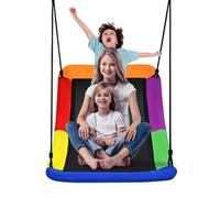 Costway Nest Swing Square Kids Swings Adjustable Hanging Ropes Outdoor Tree Swing Seat