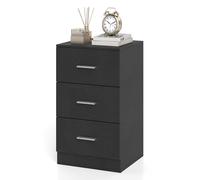 Costway Nightstand Modern Bedside Table with 3 Storage Drawers in Black COSTWAY Black