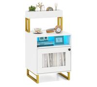Costway Nightstand Modern End Table with Top Tray in White COSTWAY White
