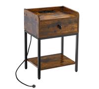 Costway Nightstand w/Charging Station Industrial Bedside Table w/USB Ports in Brown COSTWAY Brown