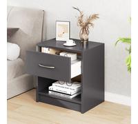 Costway Nightstand W/ Drawer 3-Tier Bedside Table Compact Floor Sofa Side Table, Grey