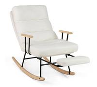Costway Nursery Rocking Chair Teddy Velvet Upholstered Rocking Chair-White