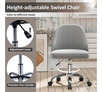 Costway Office Chair Modern Armless Desk Chair with Curved Backrest Grey COSTWAY Grey