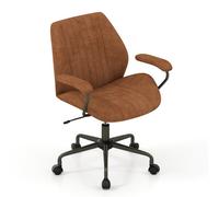 Costway Office Chair Swivel Suede Fabric Desk Chair Executive Task Chair-Brown