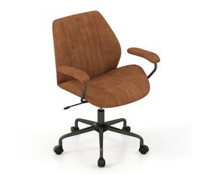 Costway Office Chair Swivel Suede Fabric Desk Chair Executive Task Chair-Brown