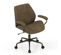 Costway Office Chair Swivel Suede Fabric Desk Chair Executive Task Chair-Olive