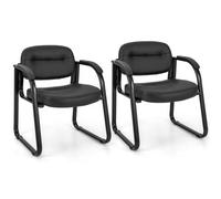 Costway Office Guest Chair Set Of 2 Reception Chairs With Padded Armrests