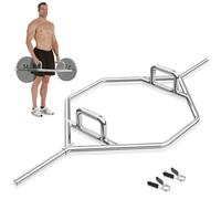 COSTWAY Olympic Hex Bar, 56" Steel Deadlift Trap Bars with Folding Knurled Handles, Weights Lifting Barbell Bar for Farmers Walk, Shoulder Exercises, Squats (Silver)
