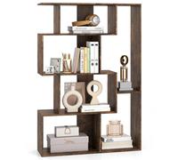 Costway Open-back Geometric Bookshelf Home 6-Cube Large Bookcase in Brown COSTWAY Brown