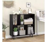 Costway Open Shelf Bookcase Mid Century Modern Minimalist Cube Bookshelf in Black COSTWAY Black