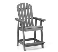 Costway Outdoor Adirondack Bar Stool HDPE Patio Chair Garden Counter Height Bar Stool in Grey COSTWAY Grey