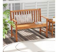 Costway Outdoor Bench Eucalyptus Wood Frame Patio Bench Slatted Loveseat Chair