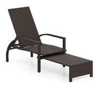 Costway Outdoor Chaise Lounge Chair Patio Wicker Chaise Lounger in Brown COSTWAY Brown