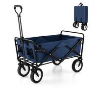 Costway Outdoor Collapsible Folding Utility Wagon Heavy Duty Camping Garden Cart in Blue COSTWAY Blue