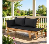 Costway Outdoor Daybed Patio Convertible Couch Sofa Bed Adjustable Armrest in Black COSTWAY Black