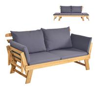 Costway Outdoor Daybed Patio Convertible Couch Sofa Bed Wood Folding Chaise Lounge Bench