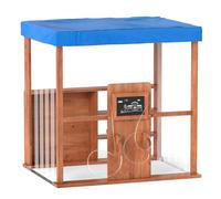 COSTWAY Outdoor Gas Station Playset, Kids Gasoline Station with Canopy, 2 Simulation Refueling Guns and Blackboards, Wooden Pretend Gas Pump Toy for Boys Girls Ages 3+