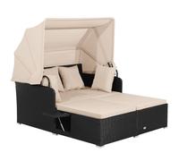 Costway Outdoor Hand-Woven PE Wicker Daybed Patio Loveseat Sofa Set in Beige COSTWAY Beige