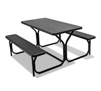 Costway Outdoor Picnic Table Bench Set Garden Dining Table & Bench Sets in Black COSTWAY Black