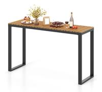 Costway Outdoor Rectangle Console Table Patio Side Table W/metal Frame-Brown