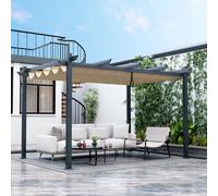 Costway Outdoor Retractable Pergola Aluminum Grill Pavilion Canopy Shelter Grape Trellis in Beige COSTWAY Beige