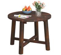 Costway Outdoor Side Table Patio End Table with Solid Wood Structure in Brown COSTWAY Brown