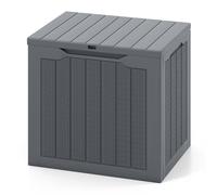 Costway Outdoor Storage Box 96L Deck Box w/ Lockable Lid & Rattan Texture in Grey COSTWAY Grey