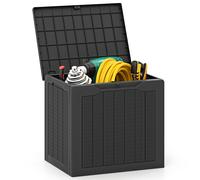 Costway Outdoor Storage Box 96L Deck Box with Lockable Lid in Black COSTWAY Black