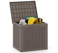 Costway Outdoor Storage Box 96L Deck Box with Lockable Lid in Brown COSTWAY Brown