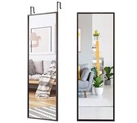 COSTWAY Over the Door Mirror, Full Length Hanging Mirrors with Adjustable Hooks, Wall Mounted Dressing Mirror for Bathroom, Bedroom and Wardrobe, 108 x 36cm (Coffee)