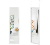 COSTWAY Over the Door Mirror, Full Length Hanging Mirrors with Hooks, Wall Mounted Dressing Mirror for Bathroom, Bedroom and Wardrobe, Vertically/Horizontally Use (White)