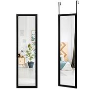COSTWAY Over the Door Mirror, Full Length Hanging Mirrors with Hooks, Wall Mounted Dressing Mirror for Bathroom, Bedroom and Wardrobe, Vertically/Horizontally Use (Black)
