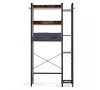 Costway Over the Toilet Storage Rack 7 Tier Above Toilet Shelf with 2 Drawers in Brown COSTWAY Brown