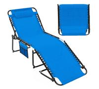 Costway Oversize Folding Chaise Lounge Portable Patio Sun Lounger in Blue COSTWAY Blue