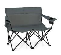 Costway Oversized Double Camping Chair 2-Person Heavy Duty Lawn Chair-Grey
