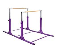 COSTWAY Parallel Gymnastics Bar, Double Horizontal Bars with Adjustable Width and 11-Level Heights, Kids Juniors Training Equipment for Home Gym (Purple)