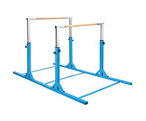COSTWAY Parallel Gymnastics Bar, Double Horizontal Bars with Adjustable Width and 11-Level Heights, Kids Juniors Training Equipment for Home Gym (Blue)