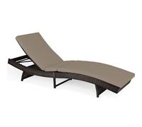 Costway Patio Adjustable Rattan Chaise Lounge Chair W/ 5 Backrest Positions-Grey