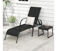 Costway Patio Chaise Lounge Chair Outdoor Adjustable Folding Recliner-Black
