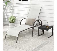 Costway Patio Chaise Lounge Chair Outdoor Adjustable Folding Recliner-Grey