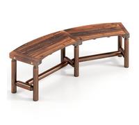 Costway Patio Curved Bench Outdoor Solid Wood Backless Loveseat For 2-3 People