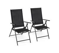 Costway Patio Folding Chairs Set of 2 Adjustable High Back Outdoor Recliners in Black COSTWAY Black